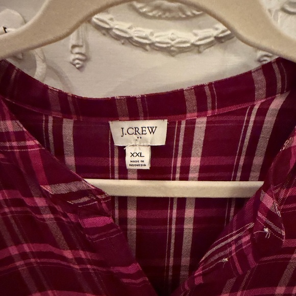 J. Crew Women's Plaid Burgundy/Pink Top - Picture 2 of 2